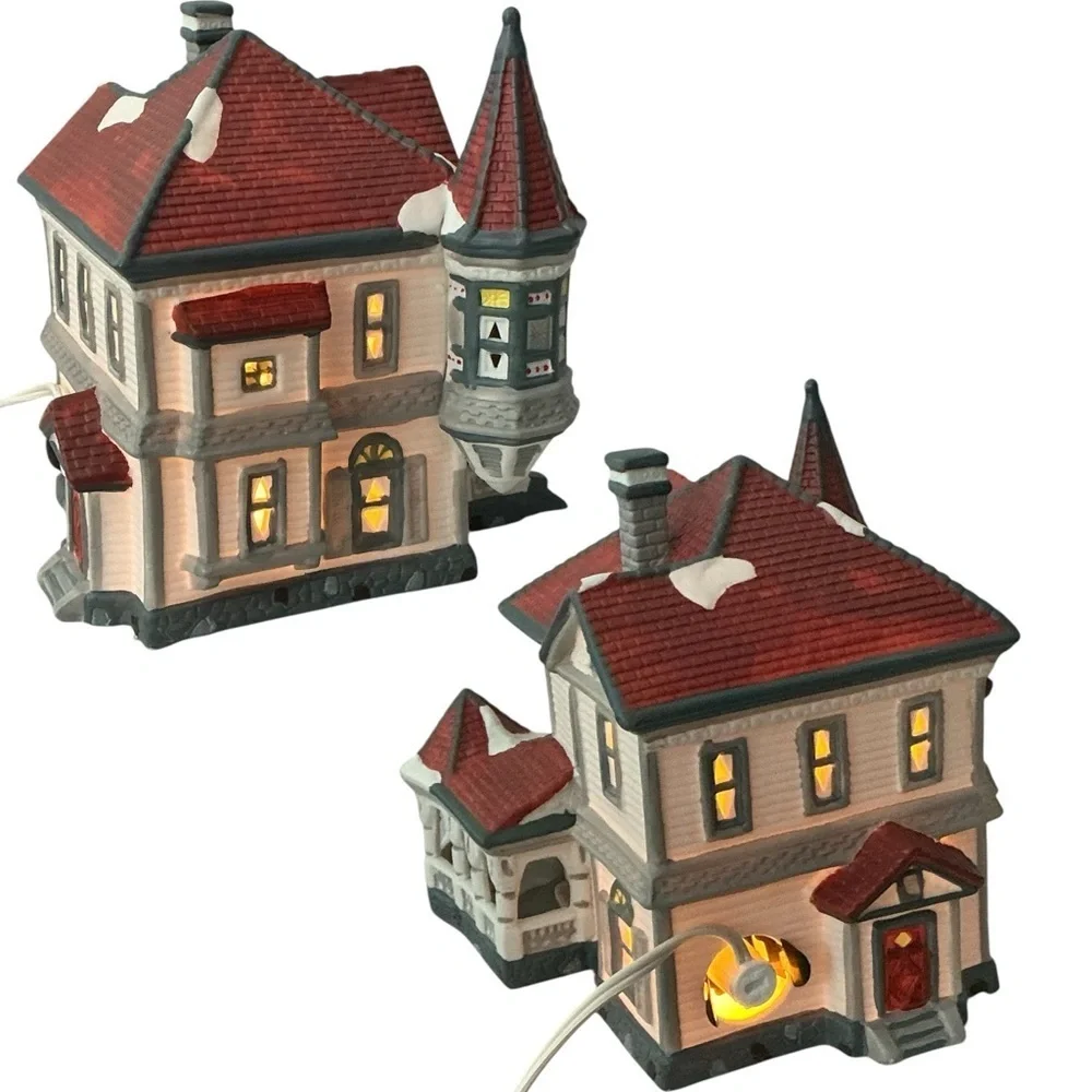 Vintage Victorian Village Illuminated Holiday House Hand Painted Porcelain 1994